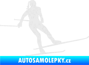 Samolepka Lyžařka 001 pravá běh na lyžích Ultra Metalic bílá