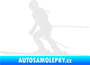 Samolepka Lyžařka 002 levá sjezd Ultra Metalic bílá