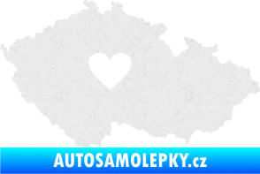 Samolepka Mapa České republiky 002 srdce Ultra Metalic bílá