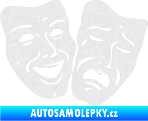Samolepka Masky tváře 001 pravá veselý a smutný Ultra Metalic bílá