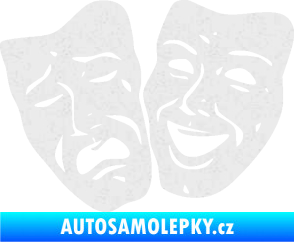 Samolepka Masky tváře 001 levá veselý a smutný Ultra Metalic bílá