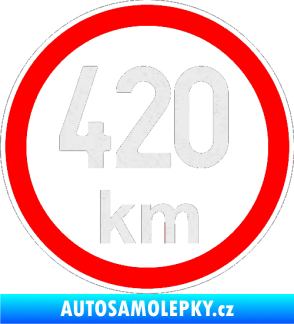 Samolepka Maximální rychlost 420km - nejvyšší konstrukční rychlost Ultra Metalic bílá