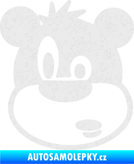 Samolepka Medvěd 003 levá kreslená hlava Ultra Metalic bílá