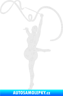 Samolepka Moderní gymnastika 003 levá gymnastka se stuhou Ultra Metalic bílá