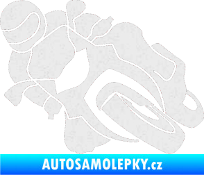 Samolepka Motorka 001 levá silniční motorky Ultra Metalic bílá