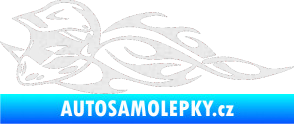Samolepka Motorka 011 levá helma na motokros v plamenech Ultra Metalic bílá