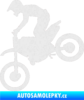 Samolepka Motorka 015 levá motokros Ultra Metalic bílá