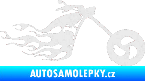 Samolepka Motorka 042 pravá plameny Ultra Metalic bílá