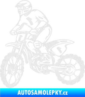 Samolepka Motorka 043 levá motokros Ultra Metalic bílá