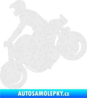 Samolepka Motorka 044 levá motokros Ultra Metalic bílá