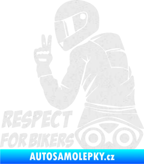 Samolepka Motorkář 003 levá respect for bikers nápis Ultra Metalic bílá