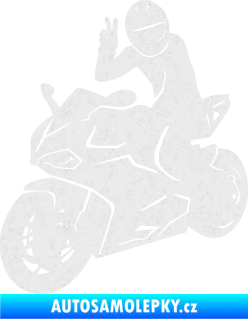 Samolepka Motorkář 006 levá Ultra Metalic bílá