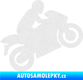 Samolepka Motorkář 007 pravá Ultra Metalic bílá