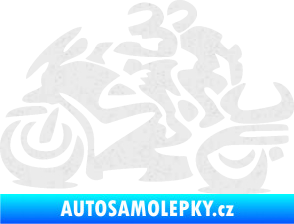 Samolepka Motorkář 009 levá se spolujezdcem Ultra Metalic bílá