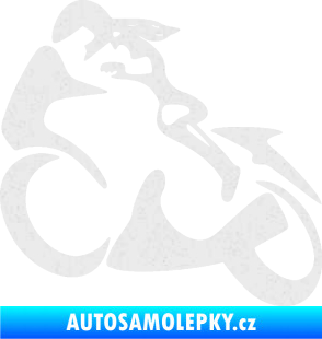 Samolepka Motorkářka 001 levá Ultra Metalic bílá