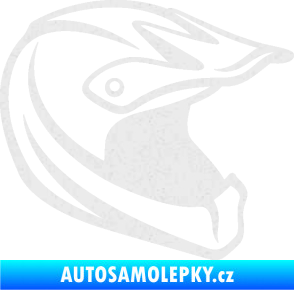 Samolepka Motorkářská helma 001 pravá Ultra Metalic bílá