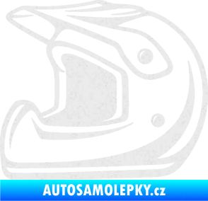 Samolepka Motorkářská helma 002 levá Ultra Metalic bílá