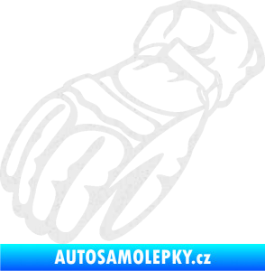 Samolepka Motorkářské rukavice 003 levá Ultra Metalic bílá