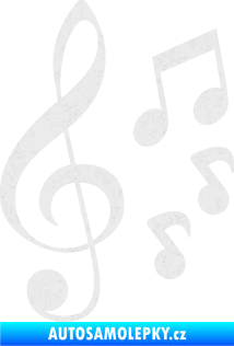 Samolepka Music noty a houslový klíč 002 Ultra Metalic bílá