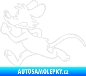 Samolepka Myš 001 levá sprintuje Ultra Metalic bílá