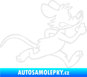 Samolepka Myš 001 pravá sprintuje Ultra Metalic bílá