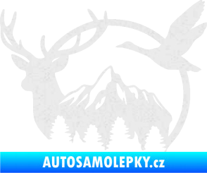 Samolepka Myslivost 002 levá lesní zvěř Ultra Metalic bílá