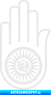 Samolepka Náboženský symbol Džinismus Ahimsa Ultra Metalic bílá