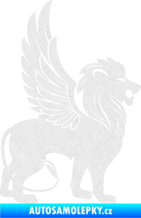 Samolepka Okřídlený lev 001 pravá mytické zvíře Ultra Metalic bílá
