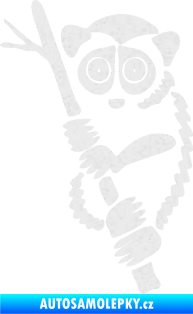 Samolepka Opice 004 levá lemur na stromě Ultra Metalic bílá
