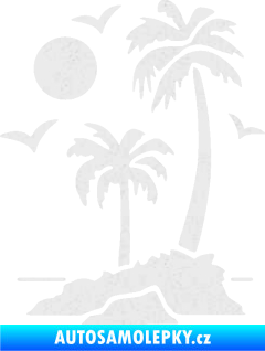 Samolepka Ostrov 002 levá palmy a moře Ultra Metalic bílá