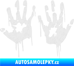 Samolepka Otisk rukou 001 levá krvavý Ultra Metalic bílá