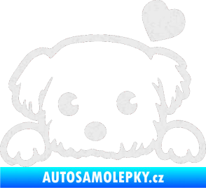 Samolepka Pes 057 pravá se srdíčkem Ultra Metalic bílá