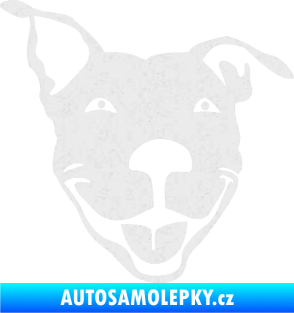 Samolepka Pes 072 pravá Pitbull Ultra Metalic bílá