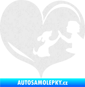Samolepka Pes 103 pravá dej pac srdce Ultra Metalic bílá