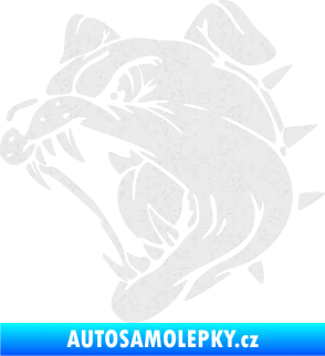 Samolepka Pes 136 levá rozzuřený buldok Ultra Metalic bílá