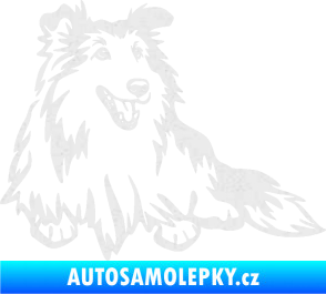 Samolepka Pes 162 pravá sheltie Ultra Metalic bílá