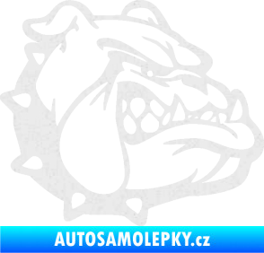 Samolepka Pes 174 pravá rozzuřený buldok Ultra Metalic bílá
