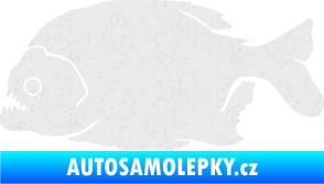 Samolepka Piraňa 001 levá dravá ryba Ultra Metalic bílá
