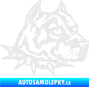Samolepka Pitbull hlava 006 pravá Ultra Metalic bílá
