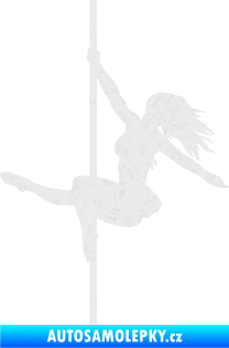 Samolepka Pole dance 001 levá tanec na tyči Ultra Metalic bílá