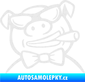 Samolepka Prase 005 pravá s doutnikem Ultra Metalic bílá