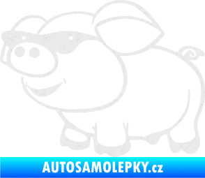 Samolepka Prase 006 levá frajer v brýlích Ultra Metalic bílá
