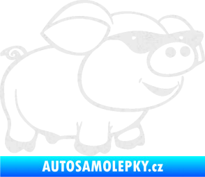 Samolepka Prase 006 pravá frajer v brýlích Ultra Metalic bílá