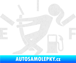 Samolepka Prázdná nádrž 002 palivoměr, varianta s ženou Ultra Metalic bílá