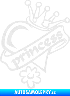 Samolepka Princess nápis v srdíčku Ultra Metalic bílá