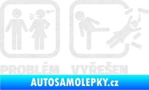 Samolepka Problém? Vyřešen 001 Ultra Metalic bílá