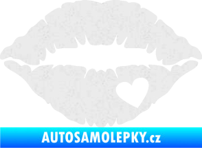 Samolepka Pusa 004 se srdíčkem pravá Ultra Metalic bílá