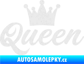 Samolepka Queen nápis s korunou Ultra Metalic bílá