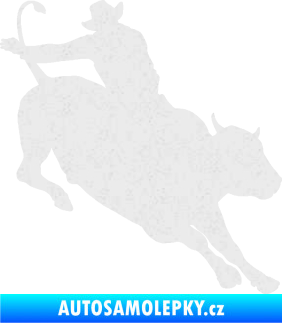 Samolepka Rodeo 001 pravá  kovboj s býkem Ultra Metalic bílá