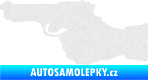 Samolepka Ruka s pistolí 001 levá ruce vzhůru Ultra Metalic bílá